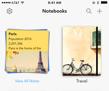 screenshot of Zoho Notebook